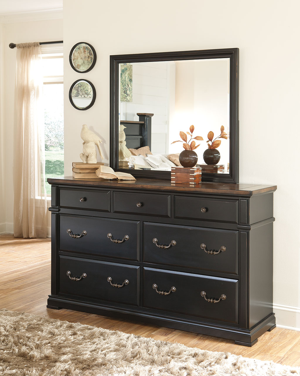 Комод с зеркалом Валенсия Dresser with Mirror c05 темный орех